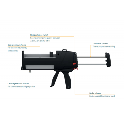 TECHSiL® 490ml 10:1 Single Cartridge Dispenser Gun
